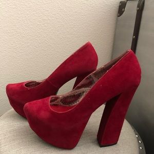 Red suede heels